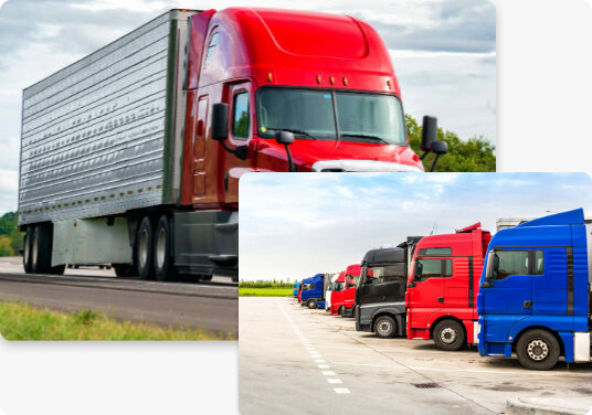 18 wheeler truck parked in a designated parking area near a highway at affordable price on Stackkly