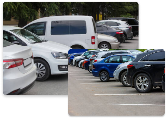 Affordable 24 hour vehicle parking lot with ample space and well-lit area