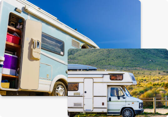 Indoor caravan storage unit with organized spaces for safe and protected storage.