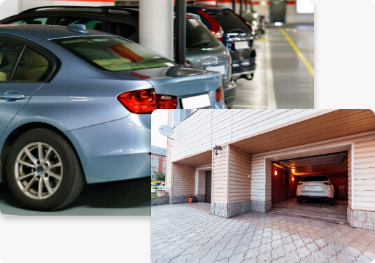 Affordable garage parking spot at Stackkly, offering protection from weather elements