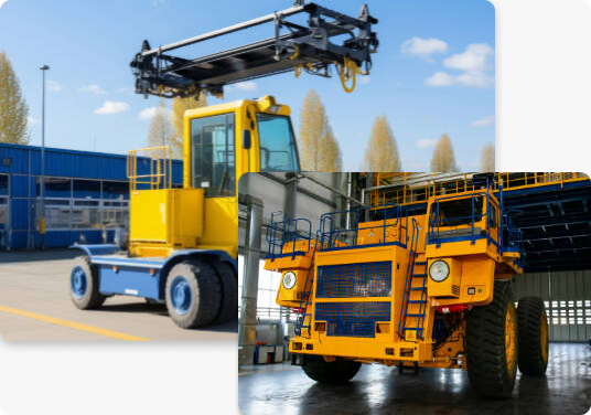 Heavy construction equipment safely stored in a covered facility providing affordable heavy equipment storage near me.